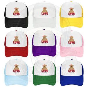 Teddy Bear Hat With Message LOVE YOURSELF Baseball Meshback Snapback Hat